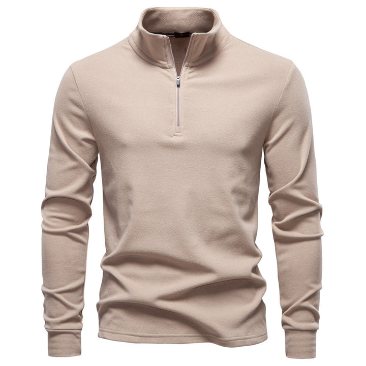 Men's High Neck Sweater with Zipper Closure