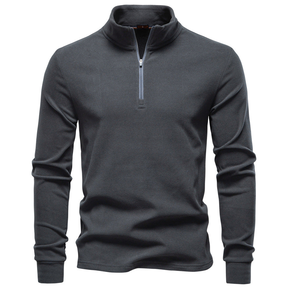 Men's High Neck Sweater with Zipper Closure