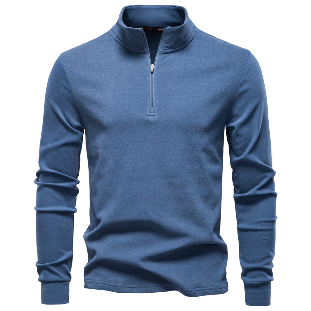 Men's High Neck Sweater with Zipper Closure