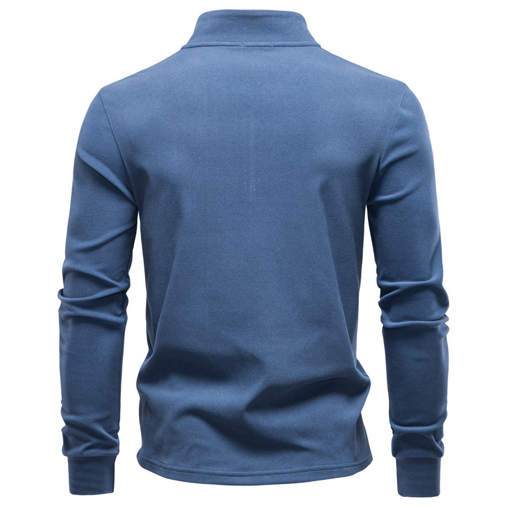 Men's High Neck Sweater with Zipper Closure