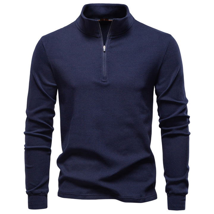 Men's High Neck Sweater with Zipper Closure