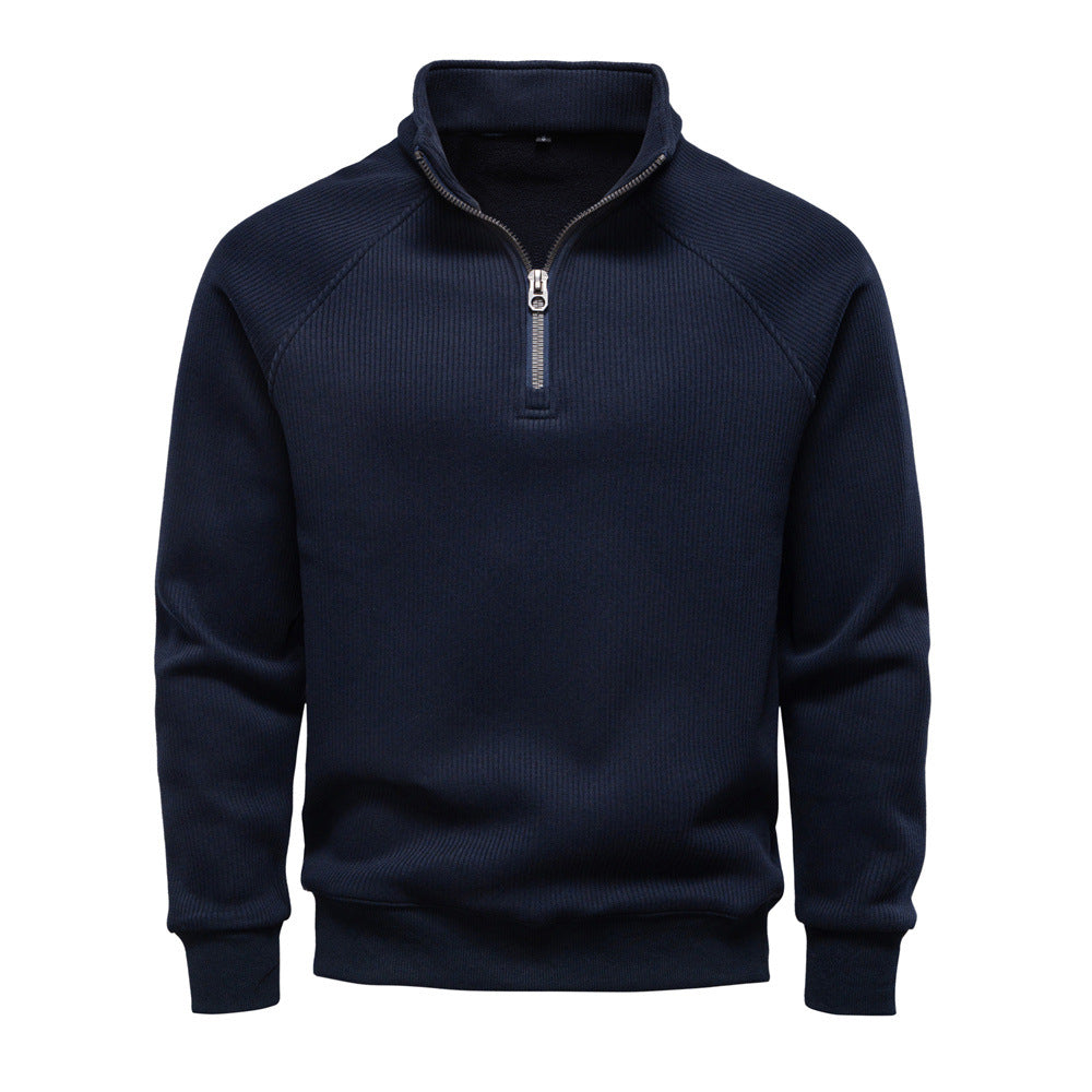 Men's High Neck Sweater with Half-Zip - Elena Harper
