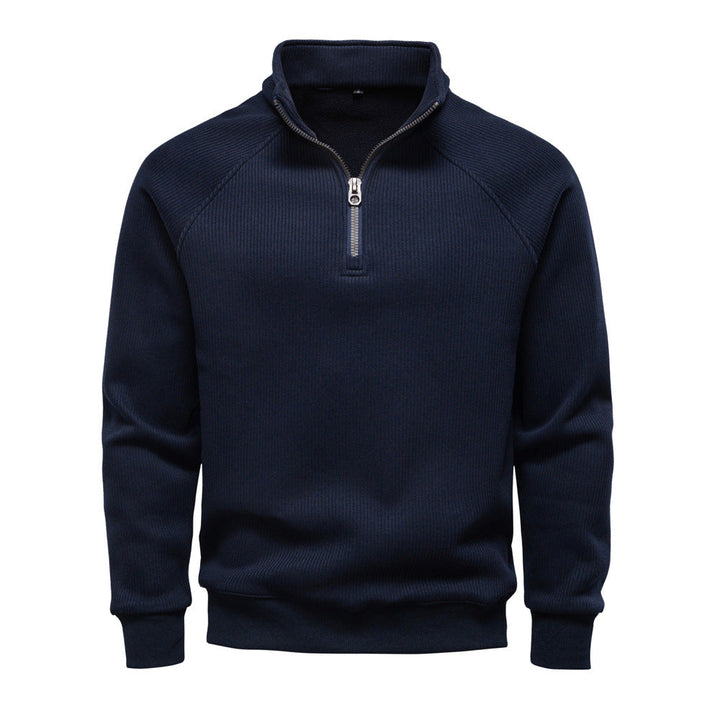 Men's High Neck Sweater with Half-Zip - Elena Harper