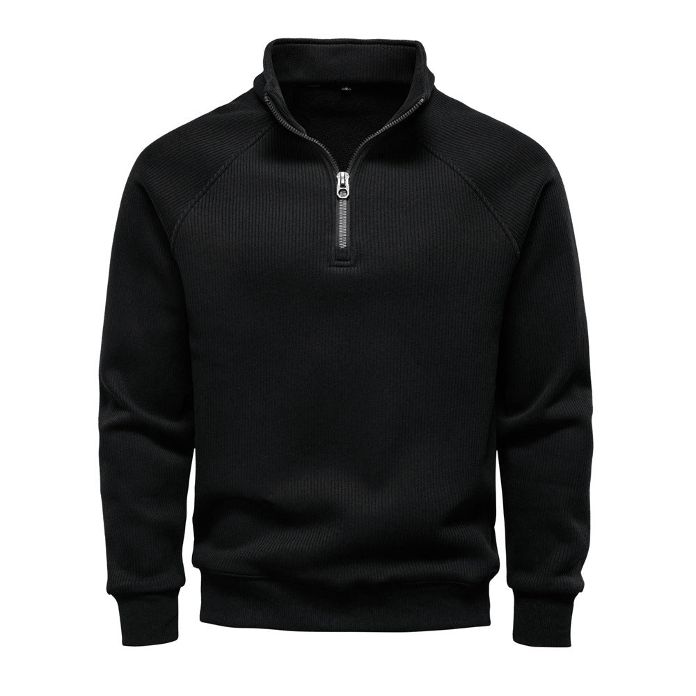 Men's High Neck Sweater with Half-Zip - Elena Harper