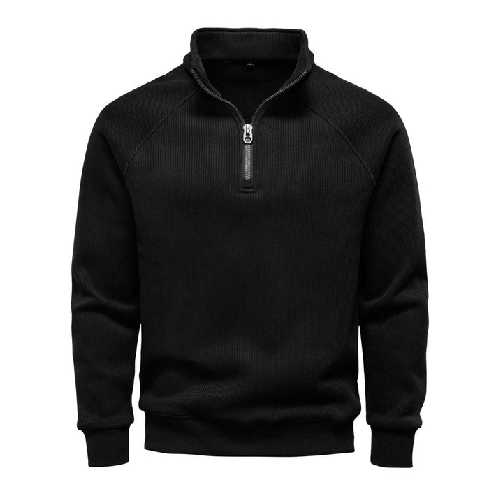 Men's High Neck Sweater with Half-Zip - Elena Harper