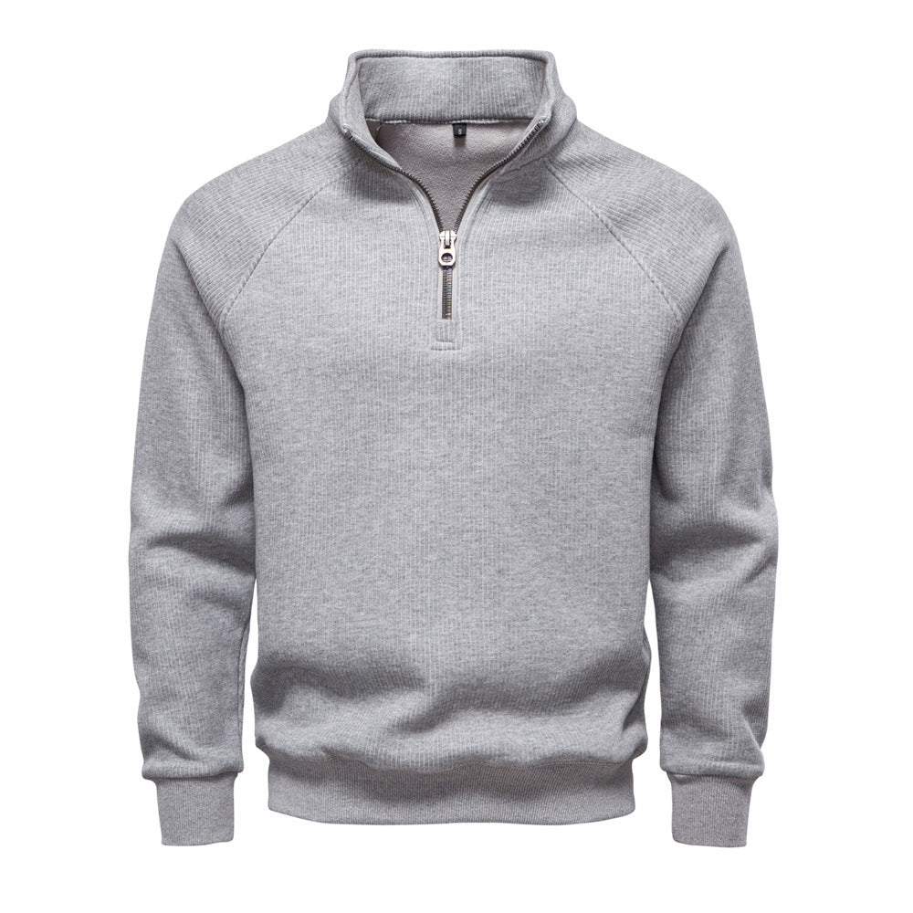 Men's High Neck Sweater with Half-Zip - Elena Harper