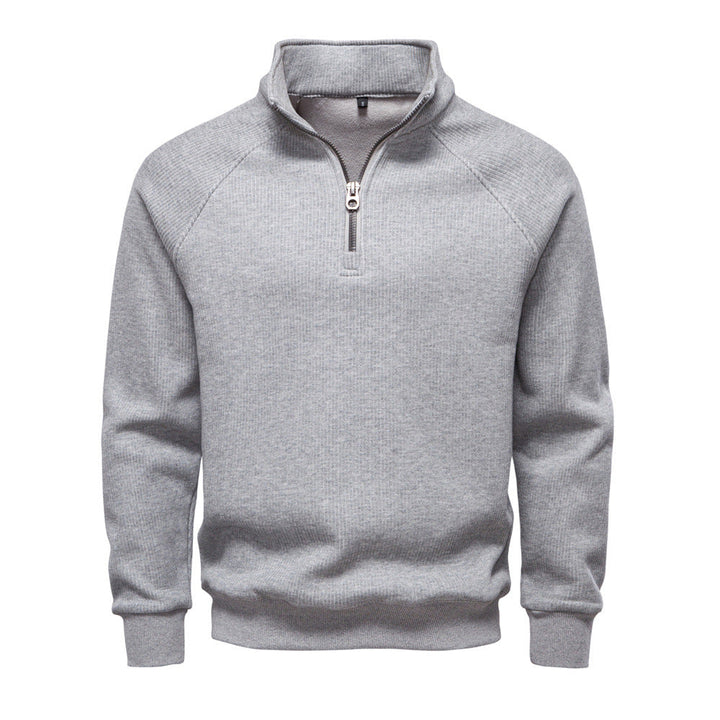 Men's High Neck Sweater with Half-Zip - Elena Harper
