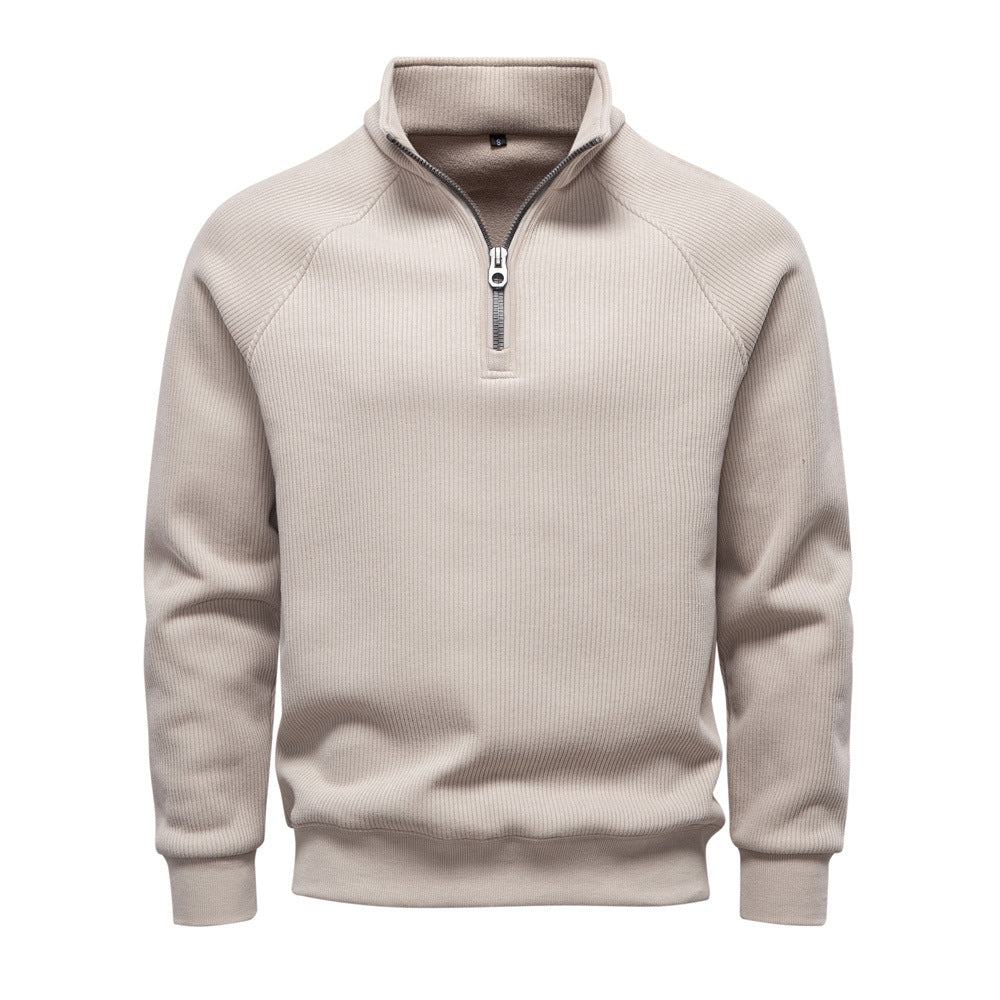 Men's High Neck Sweater with Half-Zip - Elena Harper