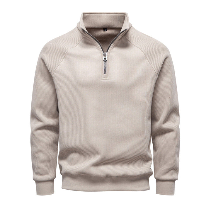 Men's High Neck Sweater with Half-Zip - Elena Harper