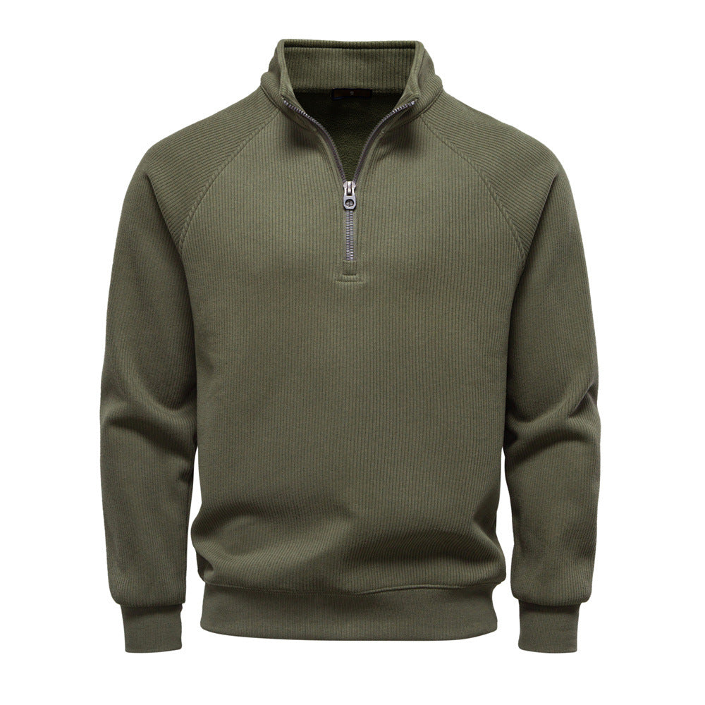 Men's High Neck Sweater with Half-Zip - Elena Harper