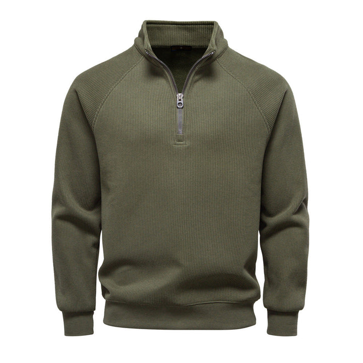 Men's high-neck sweater with half-zip
