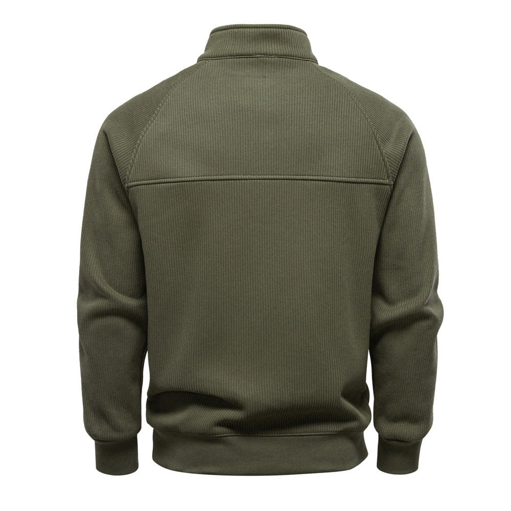 Men's High Neck Sweater with Half-Zip - Elena Harper
