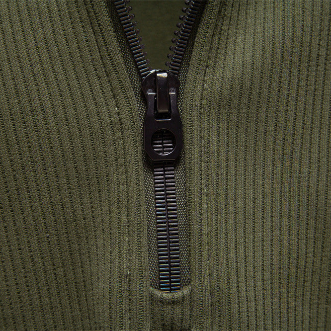 Men's High Neck Sweater with Half-Zip - Elena Harper