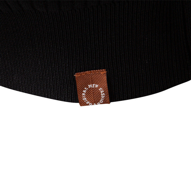Men's Ribbed Knit Sweater with Buttoned Collar and Long Sleeves - Elena Harper