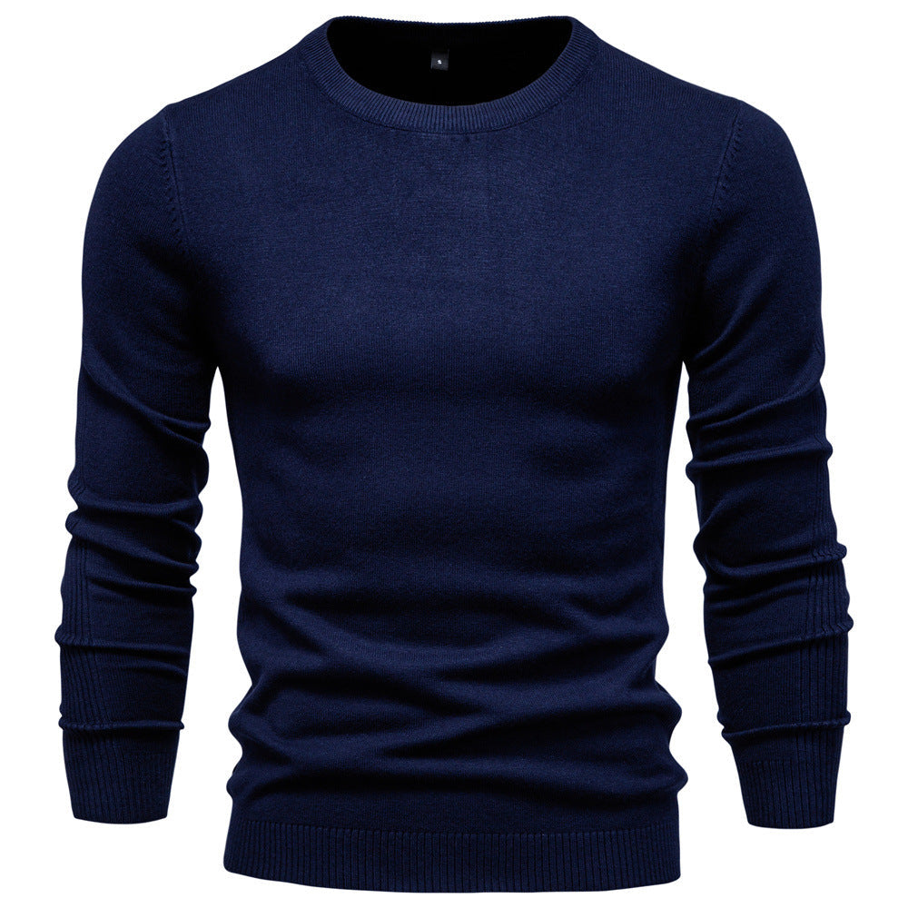 Men's Fine Knit Sweater with Round Neck and Long Sleeves - Elena Harper