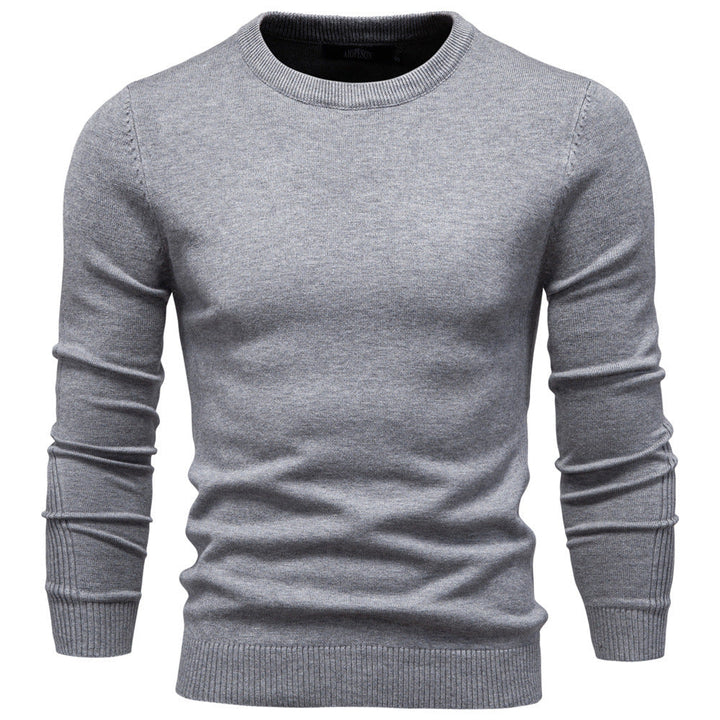 Men's Fine Knit Sweater with Round Neck and Long Sleeves - Elena Harper