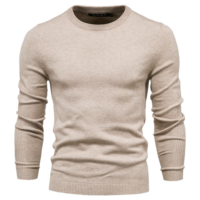 Men's Fine Knit Sweater with Round Neck and Long Sleeves - Elena Harper