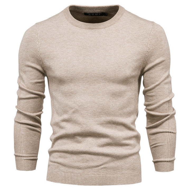 Men's Fine Knit Sweater with Round Neck and Long Sleeves - Elena Harper
