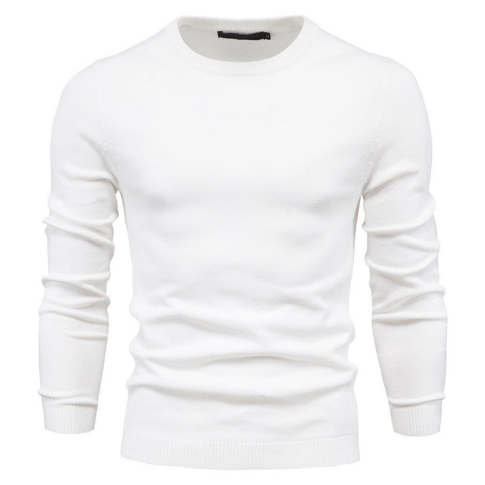 Men's Fine Knit Sweater with Round Neck and Long Sleeves - Elena Harper