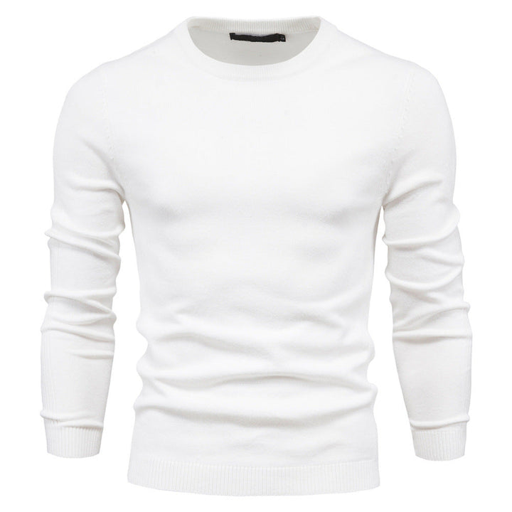 Men's Fine Knit Sweater with Round Neck and Long Sleeves - Elena Harper