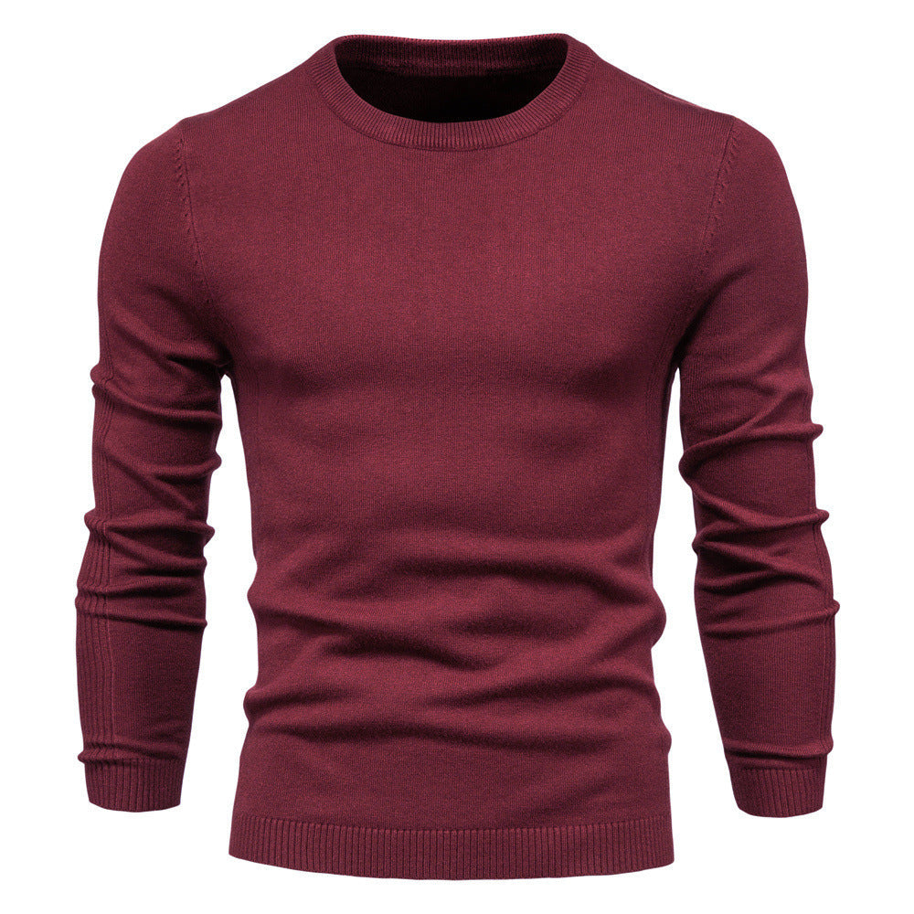 Men's Fine Knit Sweater with Round Neck and Long Sleeves - Elena Harper