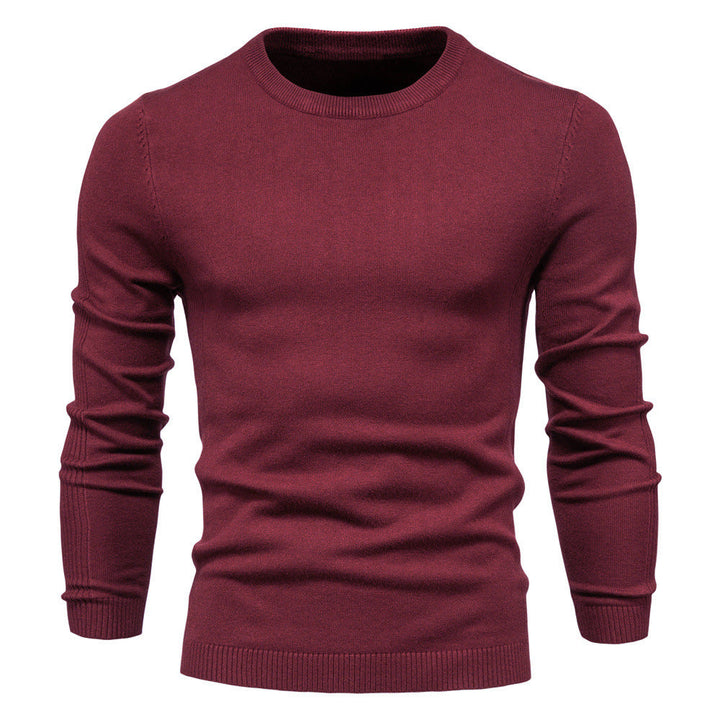 Men's Fine Knit Sweater with Round Neck and Long Sleeves - Elena Harper
