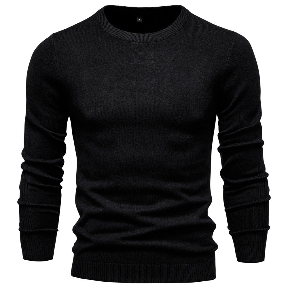 Men's Fine Knit Sweater with Round Neck and Long Sleeves - Elena Harper