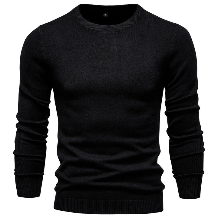 Men's Fine Knit Sweater with Round Neck and Long Sleeves - Elena Harper