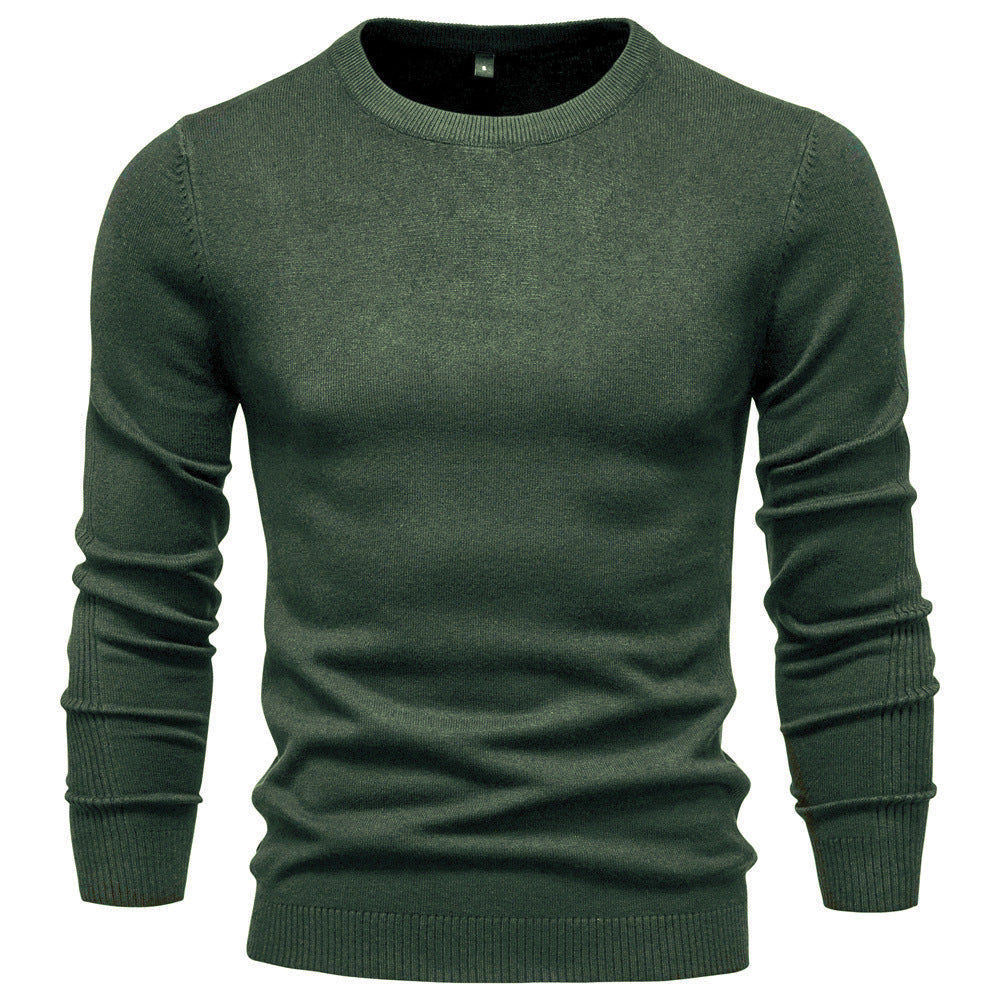 Men's Fine Knit Sweater with Round Neck and Long Sleeves - Elena Harper