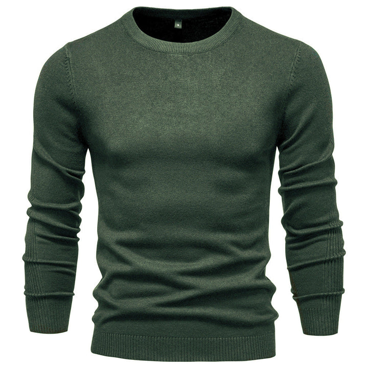 Men's Fine Knit Sweater with Round Neck and Long Sleeves - Elena Harper