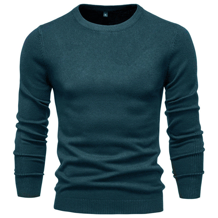 Men's Fine Knit Sweater with Round Neck and Long Sleeves - Elena Harper