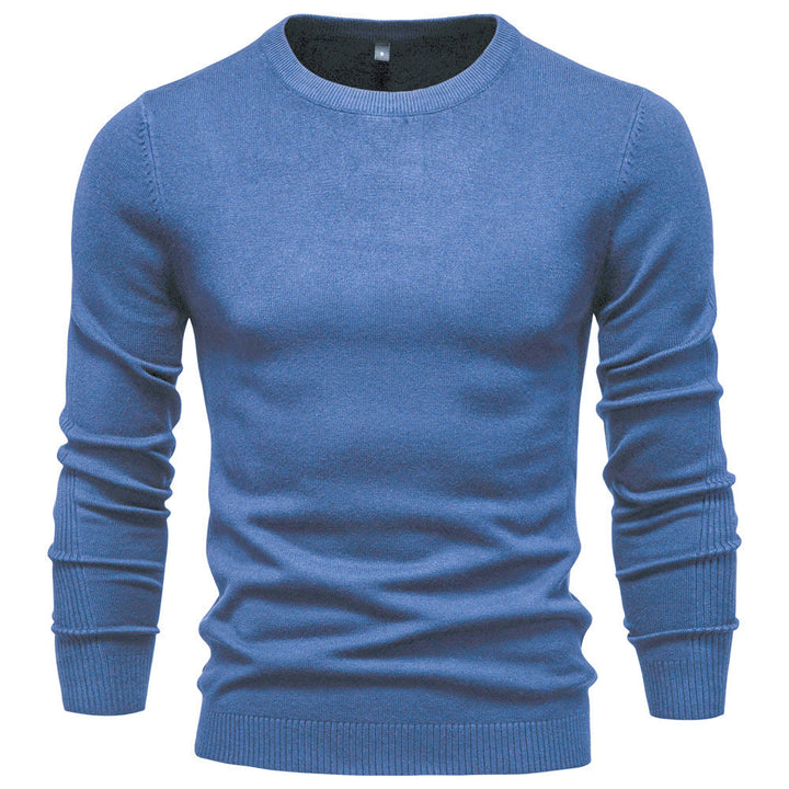 Men's Fine Knit Sweater with Round Neck and Long Sleeves - Elena Harper