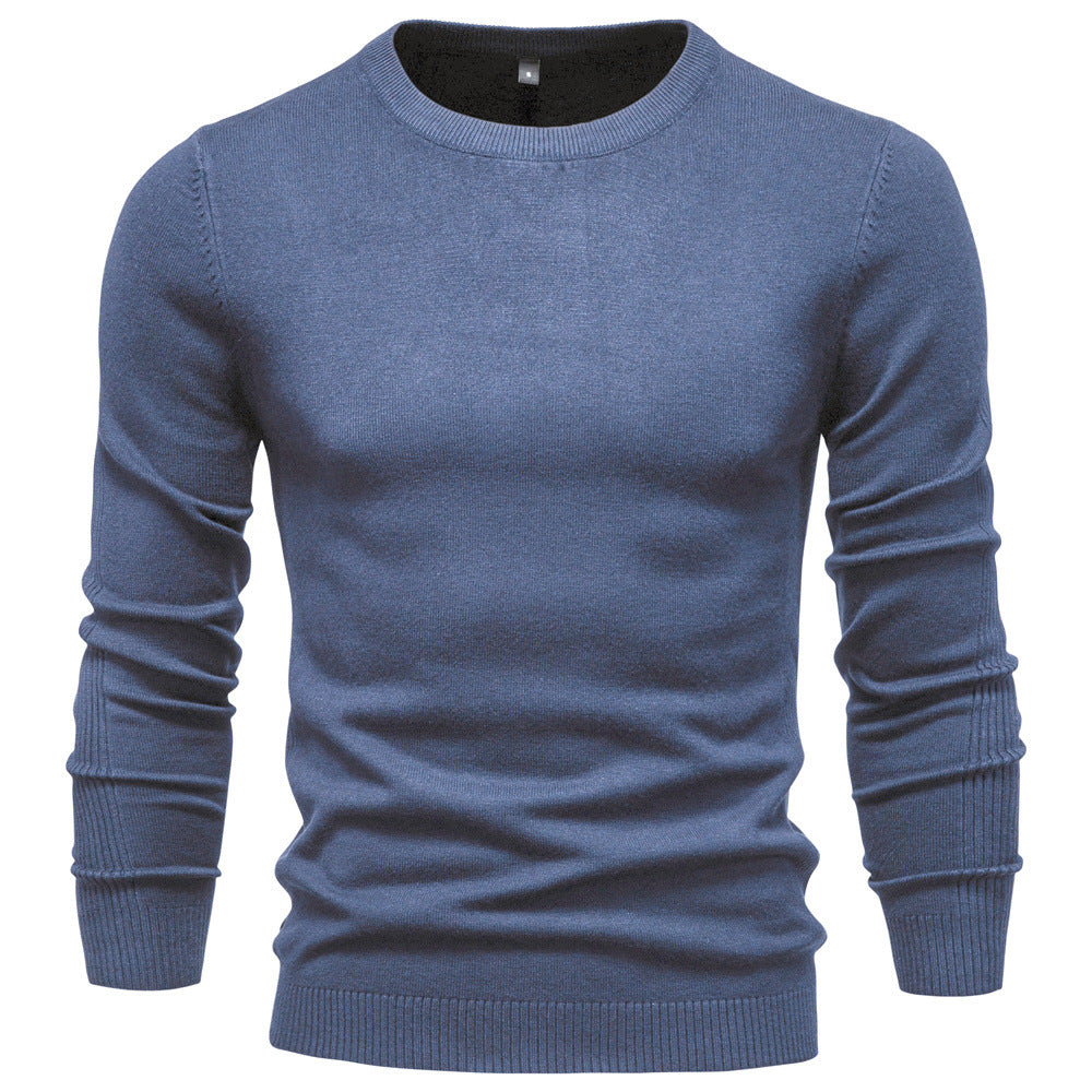 Men's Fine Knit Sweater with Round Neck and Long Sleeves - Elena Harper