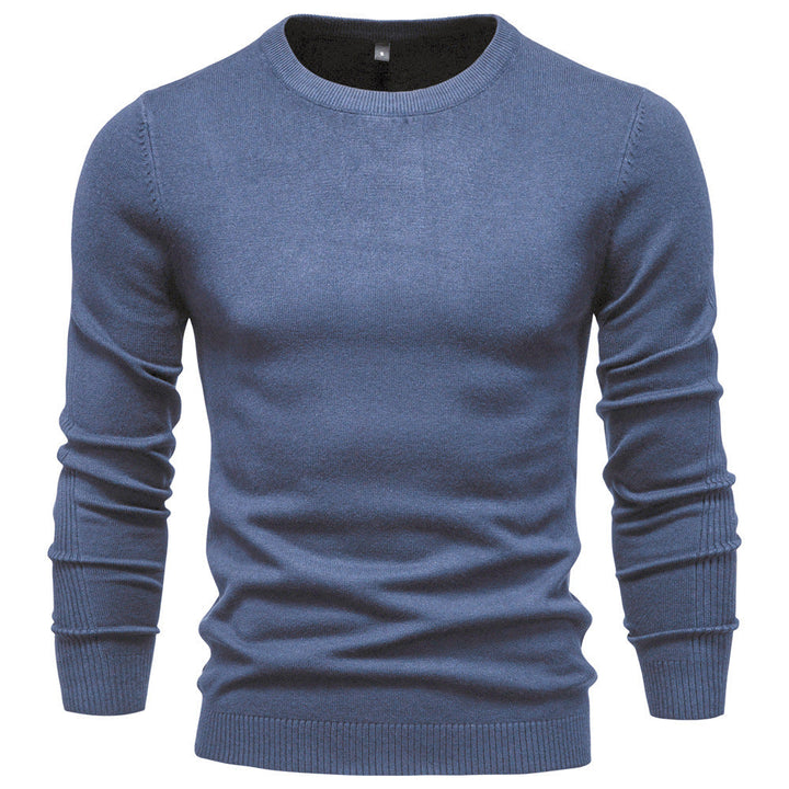 Men's Fine Knit Sweater with Round Neck and Long Sleeves - Elena Harper