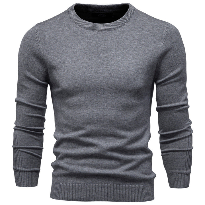 Men's Fine Knit Sweater with Round Neck and Long Sleeves - Elena Harper