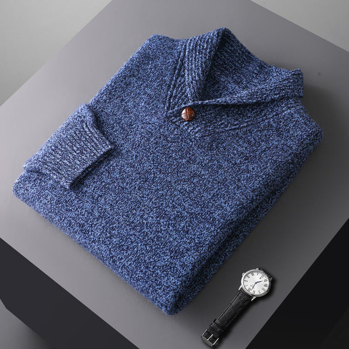 Men's Buttoned Shawl Collar Sweater