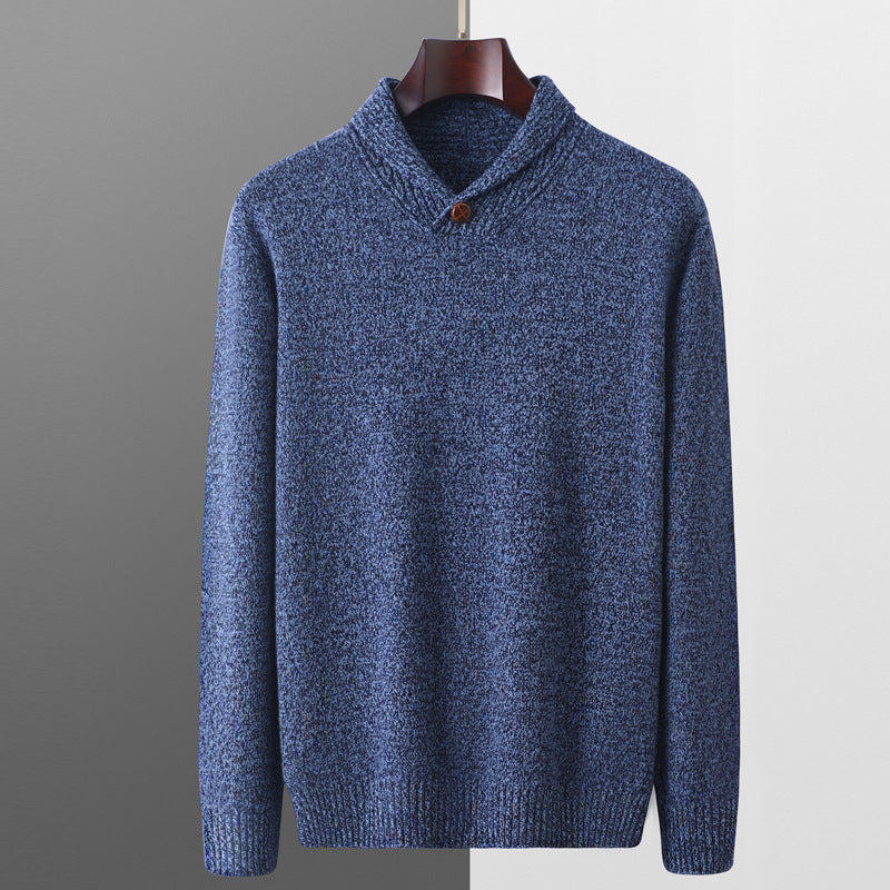 Men's Buttoned Shawl Collar Sweater