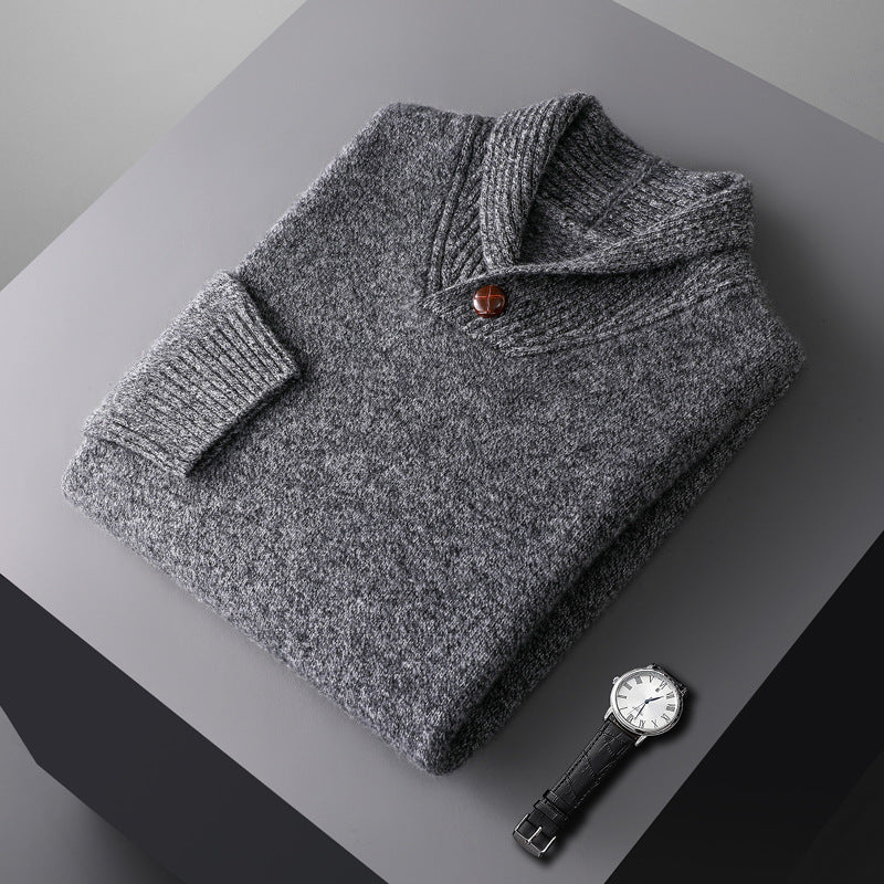 Men's Buttoned Shawl Collar Sweater