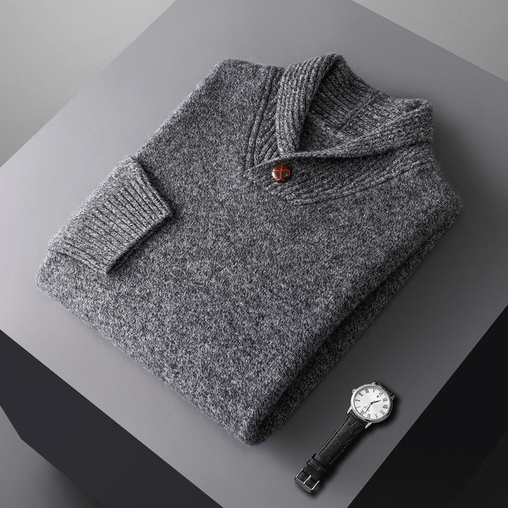 Men's Buttoned Shawl Collar Sweater
