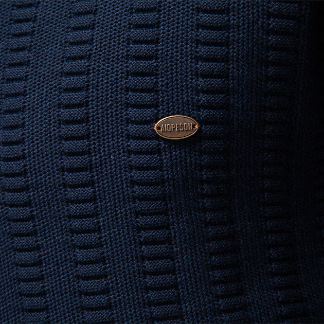 Men's Knit Pullover with High Collar, Half-Zip, Long Sleeves