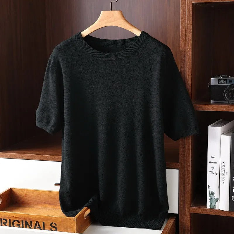 Men's Short Sleeve Round Neck Sweater - Elena Harper