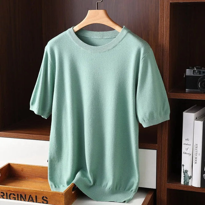 Men's Short Sleeve Round Neck Sweater - Elena Harper