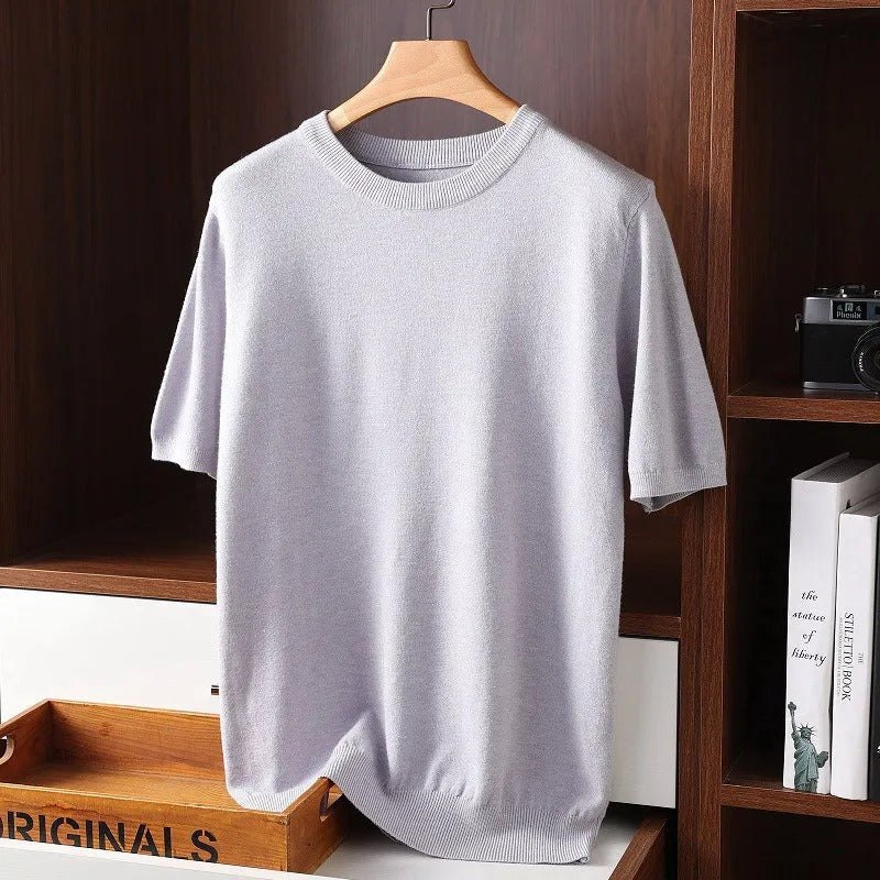 Men's Short Sleeve Round Neck Sweater - Elena Harper