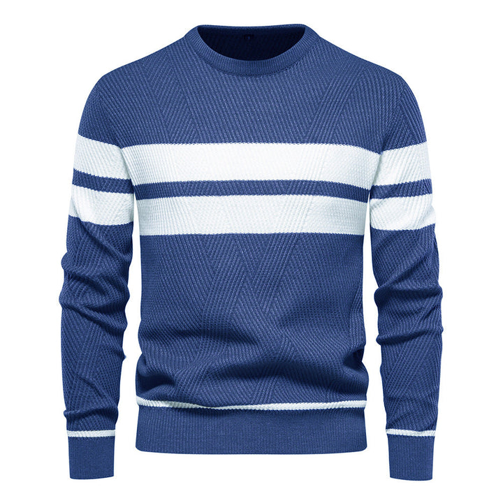 Men's Knit Sweater with Round Neck and Long Sleeves