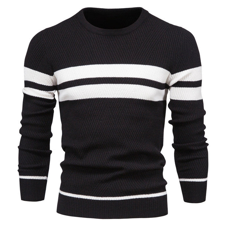 Men's Knit Pullover with Round Neck and Long Sleeves