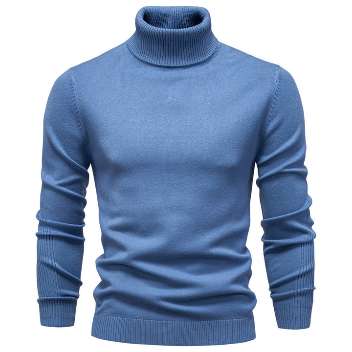 Men's Knit Pullover with Turtleneck and Long Sleeves