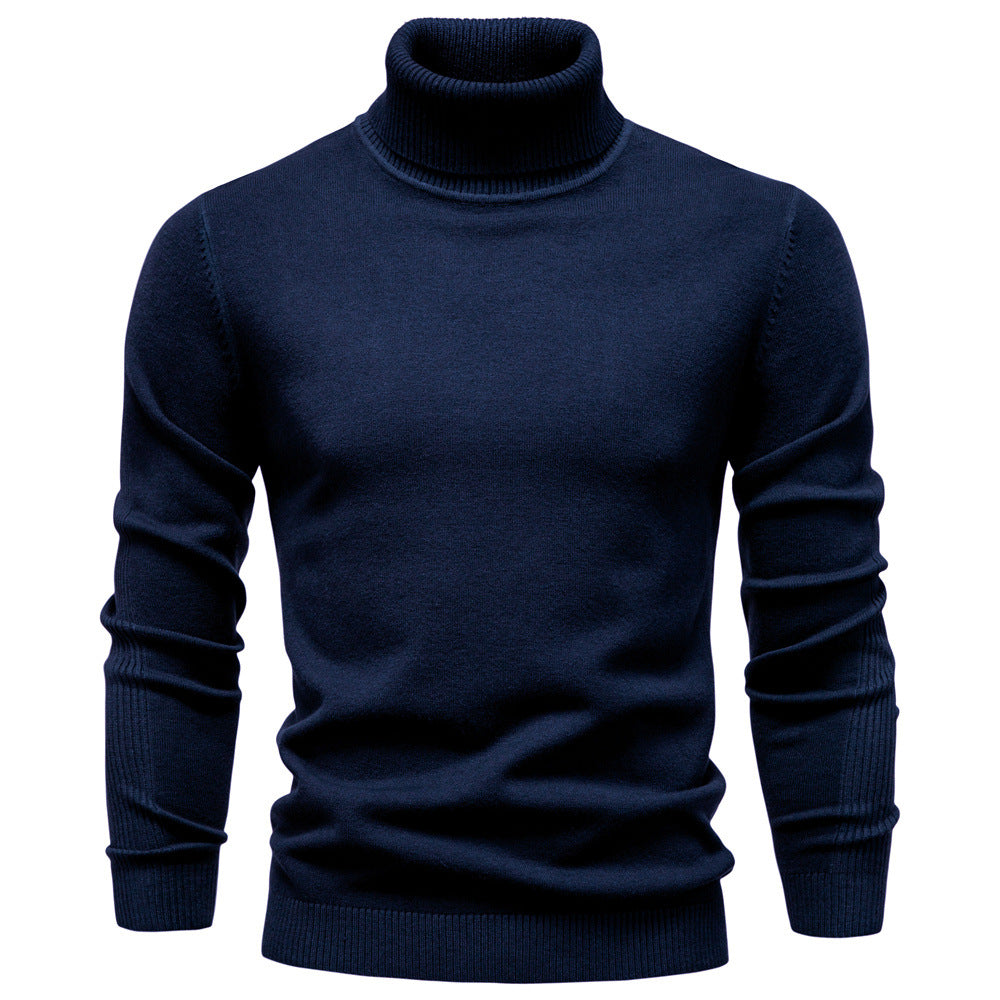 Men's Knit Pullover with Turtleneck and Long Sleeves