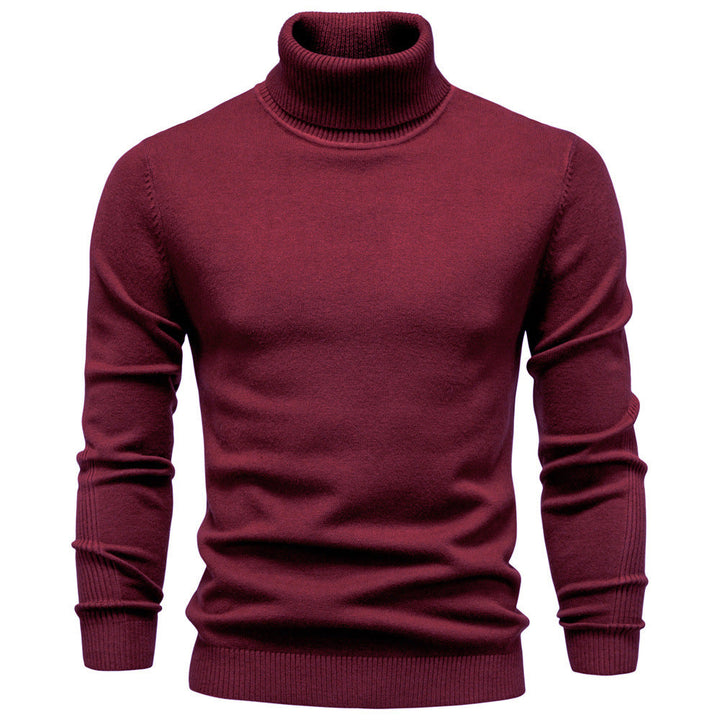 Men's Knit Pullover with Turtleneck and Long Sleeves