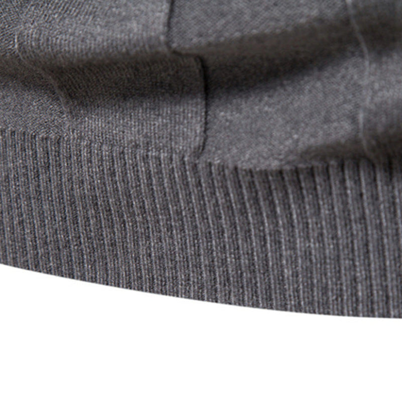 Men's Ribbed Knit Turtleneck Sweater with Long Sleeves