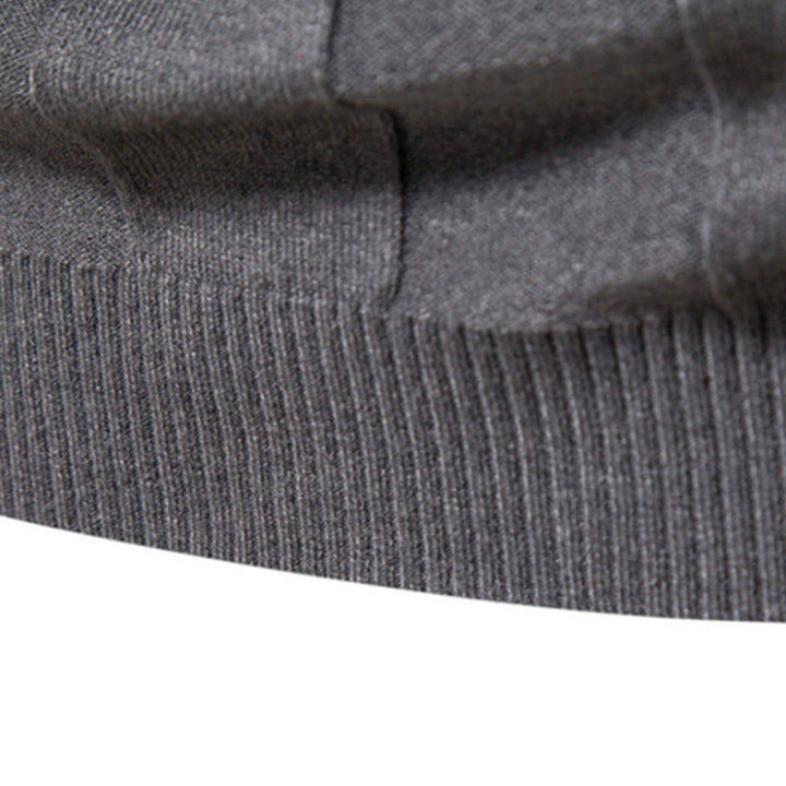 Men's Ribbed Knit Turtleneck Sweater with Long Sleeves